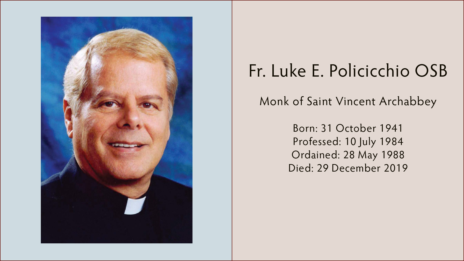 portrait : Father Luke E. Policicchio OSB